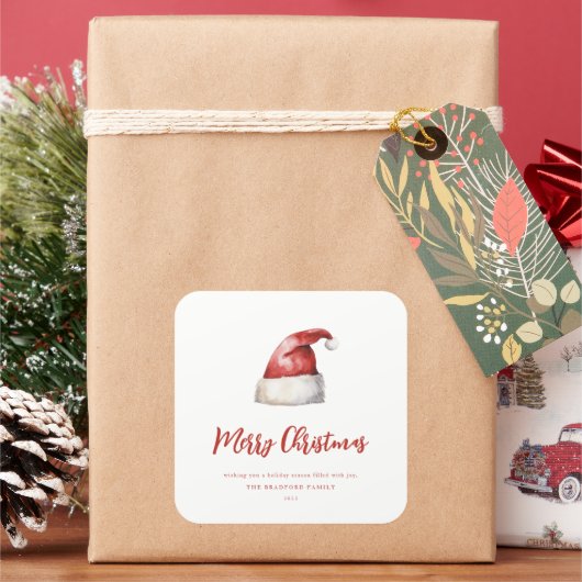Sticker Carré Festive Santa Hat (vacances)