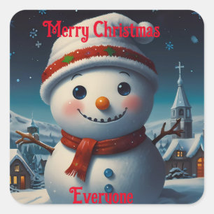 Sticker Carré Festive Snowmen Winter Joie