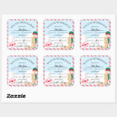 Sticker Carré Festive Stripe Père Noël Atelier de cadeau (Feuille)