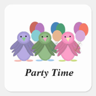 Sticker Carré Fête aux oiseaux et aux ballons