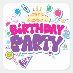 Sticker Carré Fête d'anniversaire