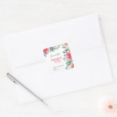 Sticker Carré Fête d'anniversaire 50 ans Floral Aquarelle Rose (Enveloppe)