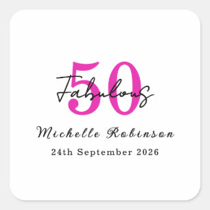 Sticker Carré Fête d'anniversaire 50 ans Moderne et Incroyable
