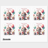 Sticker Carré Fête d'anniversaire à thème du dragon de fille (Feuille)