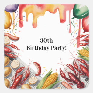 Sticker Carré Fête d'anniversaire adultes avec ébullition d'écre