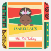 Sticker Carré Fête d'anniversaire afro-africaine (Devant)