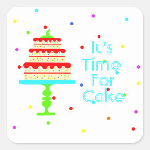 Sticker Carré Fête d'anniversaire colorée pour enfants