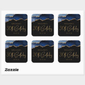 Sticker Carré Fête d'anniversaire de 30 ans Chic Agate Geode Ble (Feuille)