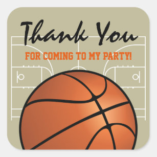 Sticker Carré Fête d'anniversaire de basket-ball d'enfants