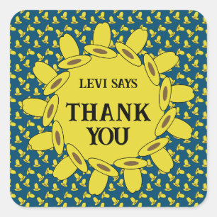 Sticker Carré Fête d'anniversaire de Cowboy