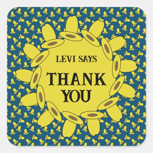 Sticker Carré Fête d'anniversaire de Cowboy (Devant)