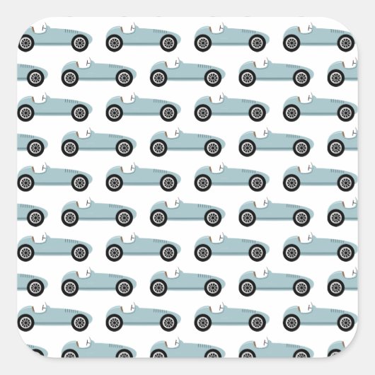 Sticker Carré Fête d'anniversaire de garçon de voiture de course (Devant)