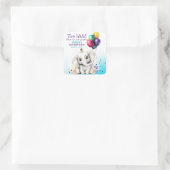 Sticker Carré Fête d'anniversaire de l'éléphant mignon (Sac)