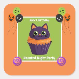 Sticker Carré Fête d'anniversaire de nuit hantée – nuit d'Hallow