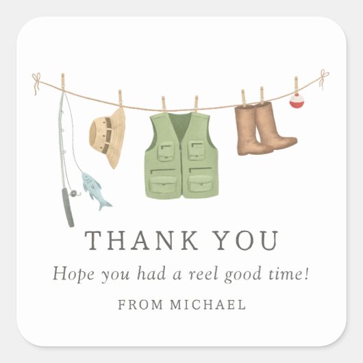 Sticker Carré Fête d'anniversaire de pêche (Devant)