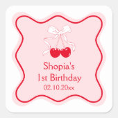 Sticker Carré Fête d'anniversaire des cerisiers (Devant)