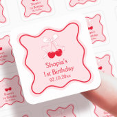 Sticker Carré Fête d'anniversaire des cerisiers