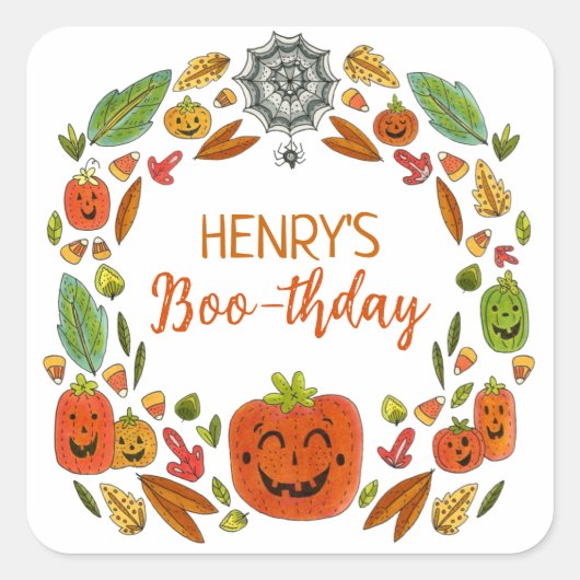 Sticker Carré Fête d'anniversaire d'Halloween Favoriser (Devant)