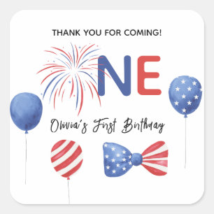 Sticker Carré Fête d'anniversaire du 4 juillet