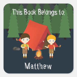 Sticker Carré Fête d'anniversaire du camping