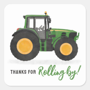 Sticker Carré Fête d'anniversaire du tracteur