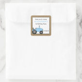 Sticker Carré Fête d'anniversaire du tracteur bleu pour autocoll (Sac)