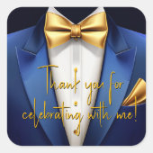 Sticker Carré Fête d'anniversaire Mens Blue Gold (Devant)