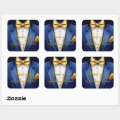 Sticker Carré Fête d'anniversaire Mens Blue Gold (Feuille)