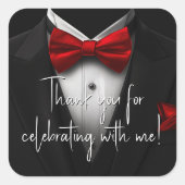 Sticker Carré Fête d'anniversaire Mens Red Black (Devant)