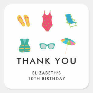 Sticker Carré Fête d'anniversaire Minimaliste Simple Coloré Mign