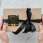 Sticker Carré fête d'anniversaire noir étoiles chic moderne