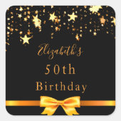 Sticker Carré fête d'anniversaire noir étoiles chic moderne (Devant)