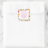 Sticker Carré Fête d'anniversaire rose simple Fleur Favoriser (Sac)