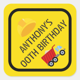 Sticker Carré Fête d'anniversaire sur le thème de la constructio