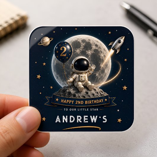 Sticker Carré Fête d'astronaute spatial