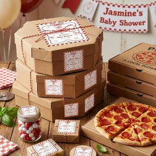 Sticker Carré Fête de Baby Shower Livraison Spéciale Pizza