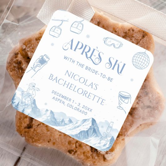 Sticker Carré Fête de Bachelorette Apres Ski d'Hiver
