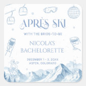 Sticker Carré Fête de Bachelorette Apres Ski d'Hiver (Devant)