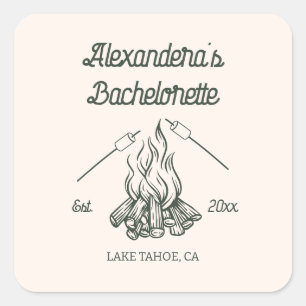 Sticker Carré Fête de Bachelorette de camping