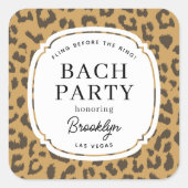 Sticker Carré Fête de Bachelorette Imprimé Animal Brun Classique (Devant)