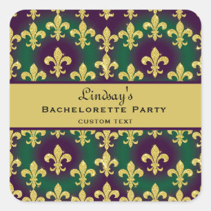 Sticker Carré Fête de Bachelorette personnalisée pour Mardi Gras