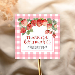 Sticker Carré Fête de Bébé aux Fraises Douces