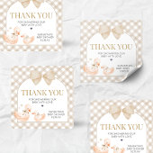 Sticker Carré Fête de bébé Canard Silly en Gingham