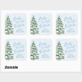 Sticker Carré Fête de bébé garçon aux rubans bleus Bébé il fait  (Feuille)