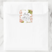 Sticker Carré Fête de bébé Hydrangeas Aquarelle Pêche Rustique (Sac)