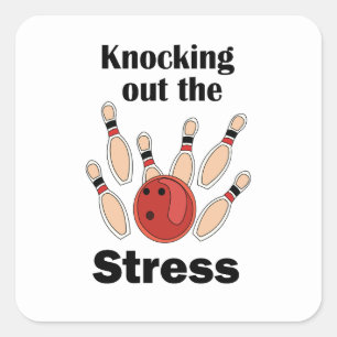 Sticker Carré Fête de Bowling : Strike pour Évacuer le Stress