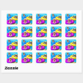 Sticker Carré Fête de chien à la piscine (Feuille)