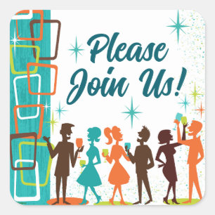 Sticker Carré Fête de fiançailles aux cocktails Modernes de mili