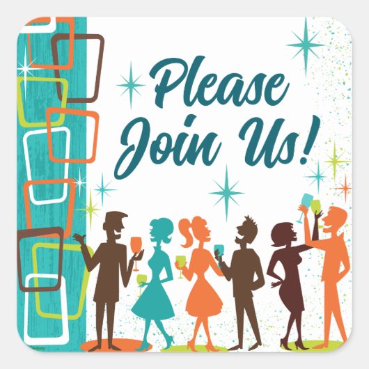 Sticker Carré Fête de fiançailles aux cocktails Modernes de mili (Devant)