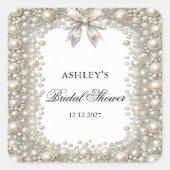 Sticker Carré Fête de fiançailles Diamants et Perles (Devant)